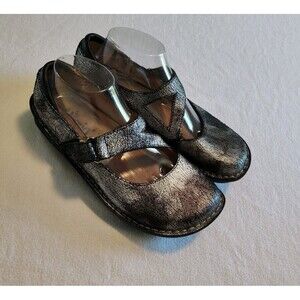 Alegria Silver Black Pewter Mary Jane Shoes Comfort Nurse Women’s 39 (US 8.5-9)